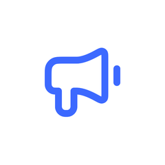 Blue icon of a megaphone