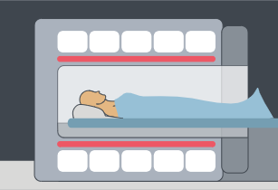 Illustration of person in MRI machine.