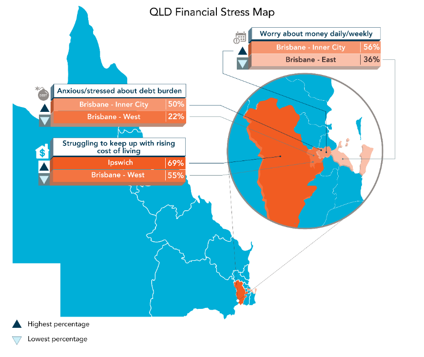 The Choosi Australian Money Matters Stress Map QLD infographic