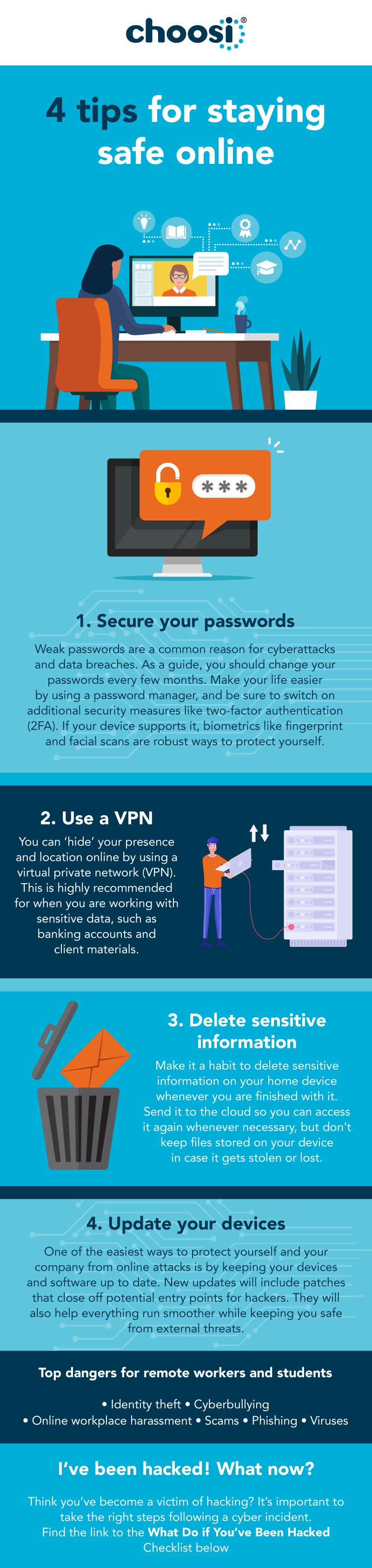 infographic of tips for staying safe online