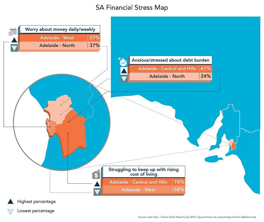 The Choosi Australian Money Matters Stress Map SA infographic