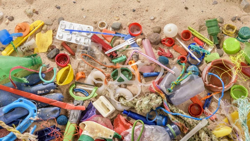 Plastic waste on a beach