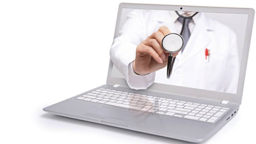 laptop with 3d telehealth consultation