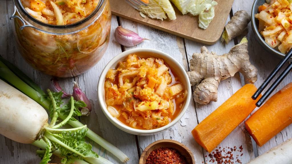 Kimchi and condiments