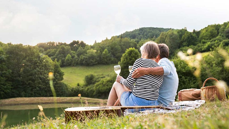 Retired Australian couple in field