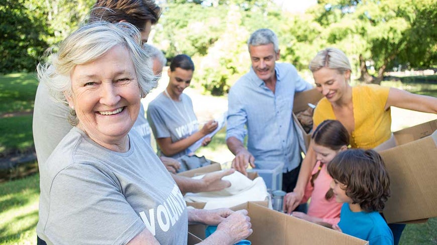 group of people at volunteering event 