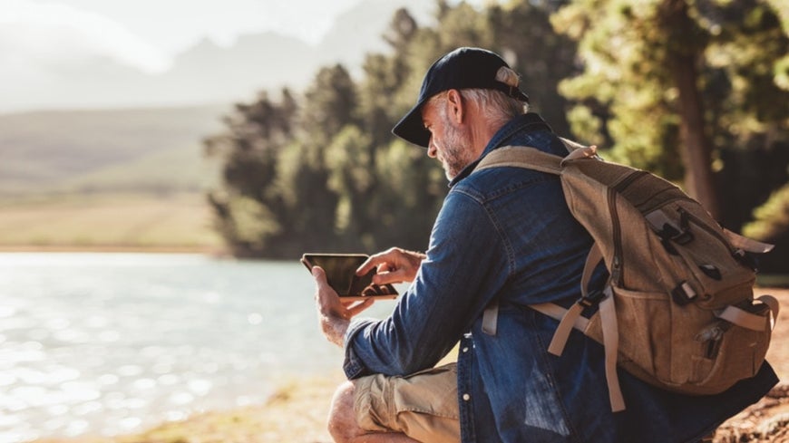 older man travelling alone