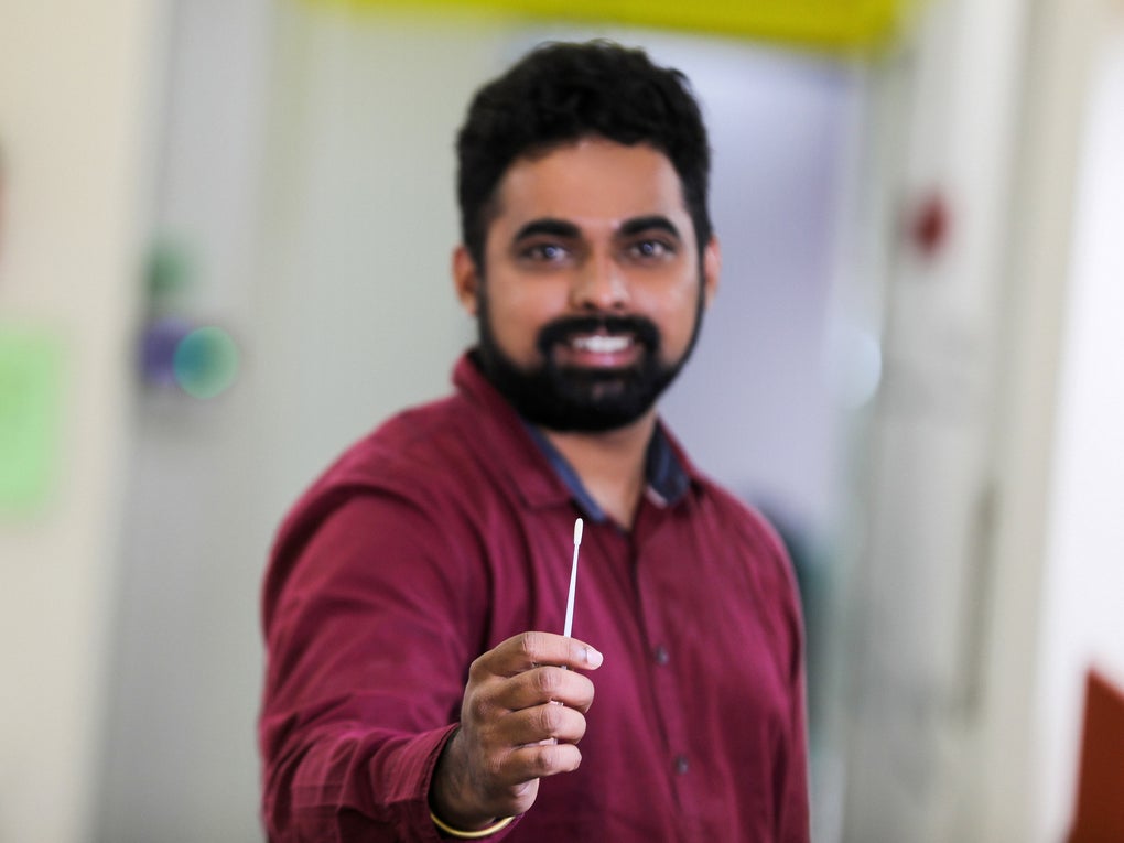 Rishi with a swab Rishi with a swab