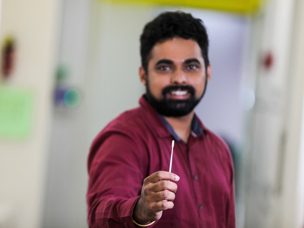 Rishi with a swab Rishi with a swab