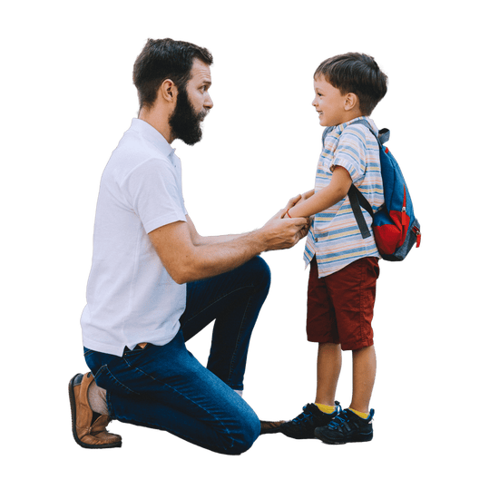 dad talking to his son