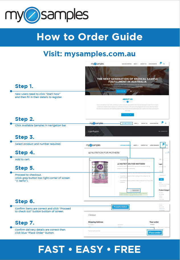 My Samples order guide