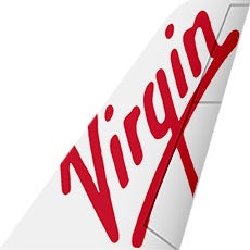 Virgin logo on a plane tail