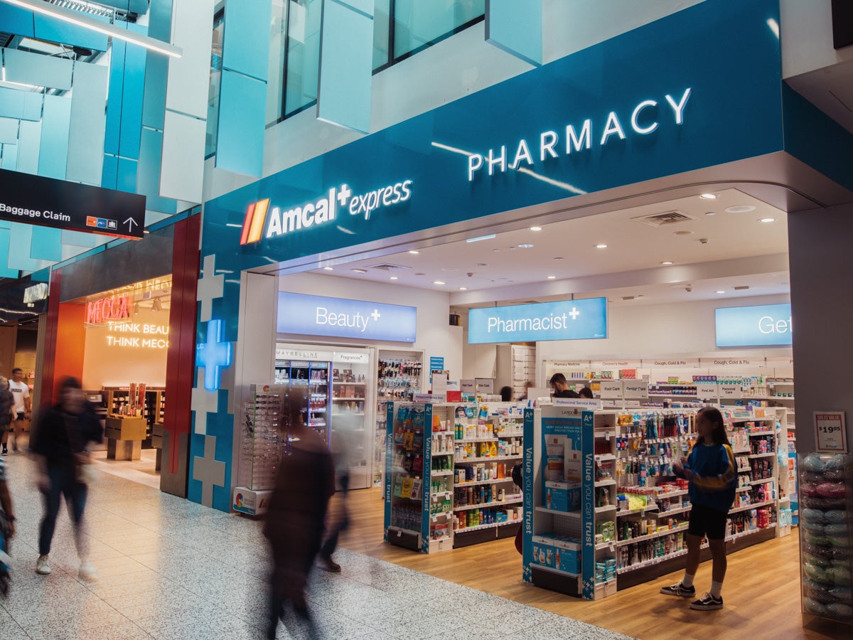 Amcal Pharmacy storefront at Melbourne Airport