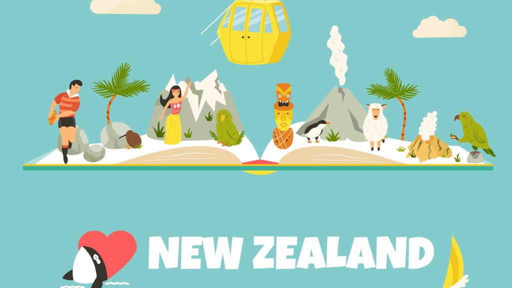 animation showing various different aspects of New Zealand culture