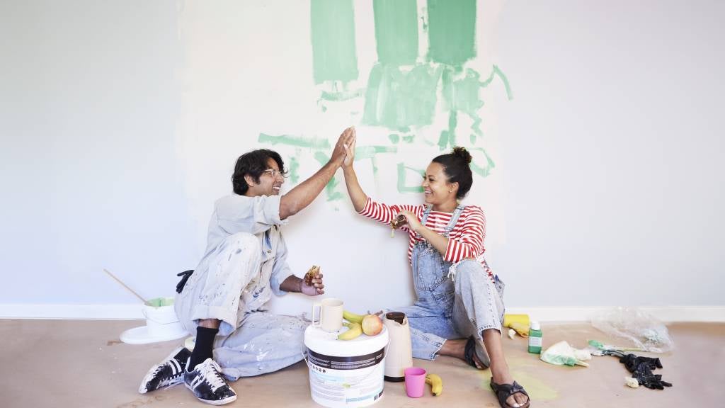 Couple taking break from home renovations