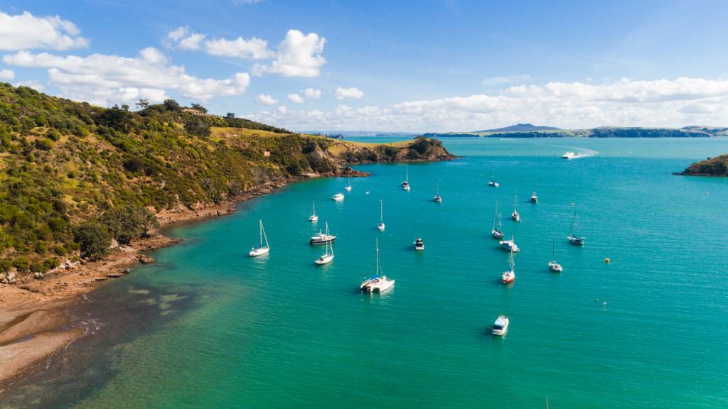 boats spread out in water 