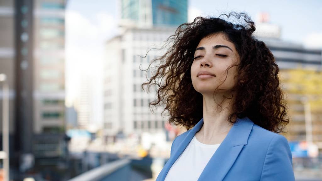 Businesswoman relaxing outdoor