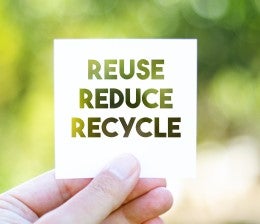 sign to reuse, reduce and recycle