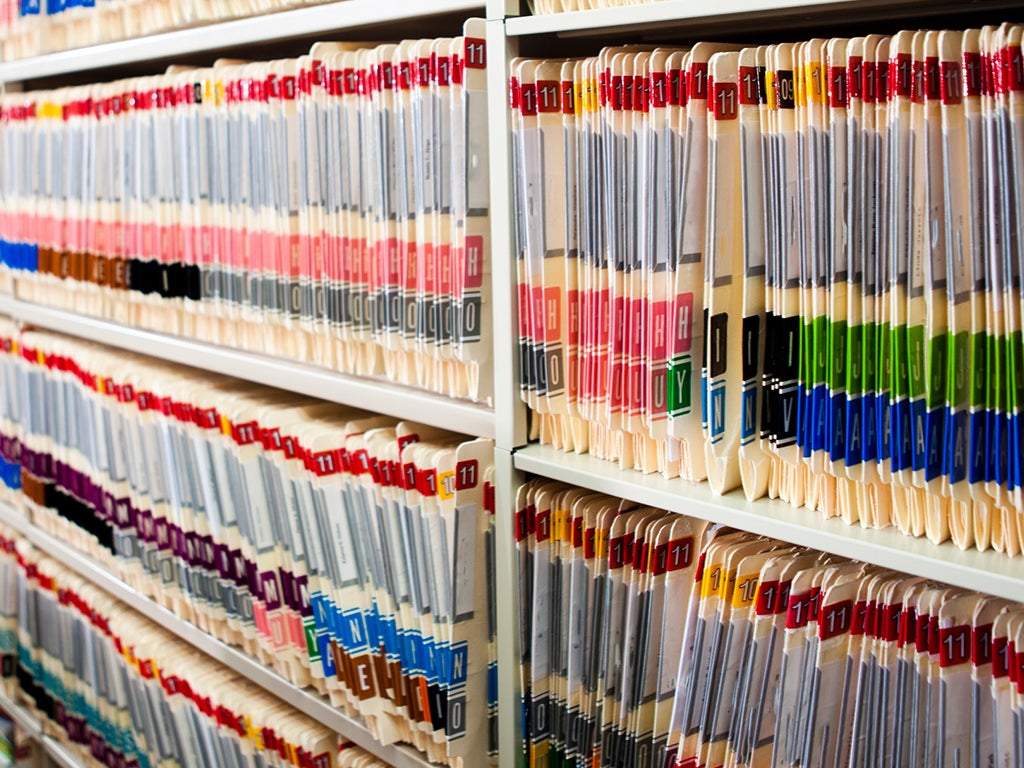 Shelf of medical records