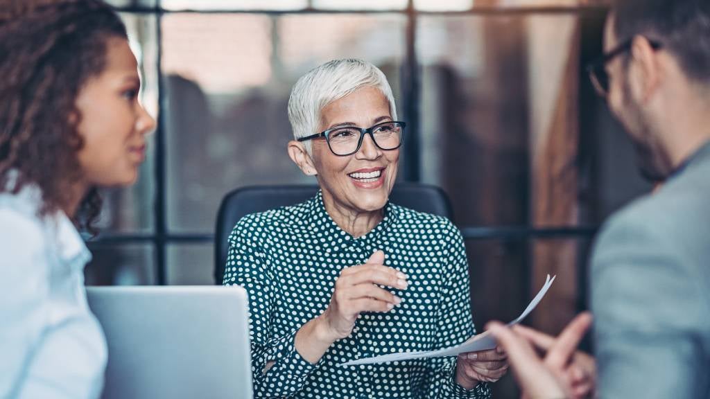 Senior woman working in a corporate office