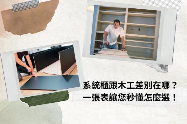 系統櫃跟木工差別在哪?一張表讓您秒懂怎麼選! 系統櫃跟木工差別在哪?一張表讓您秒懂怎麼選!