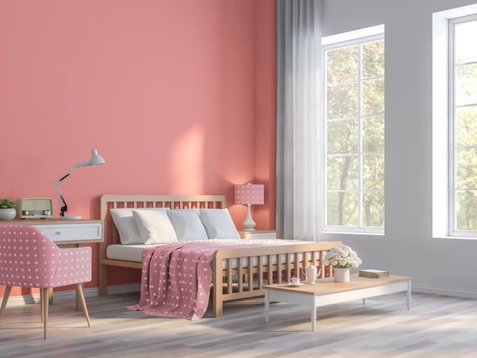 粉色房間與圓點家具