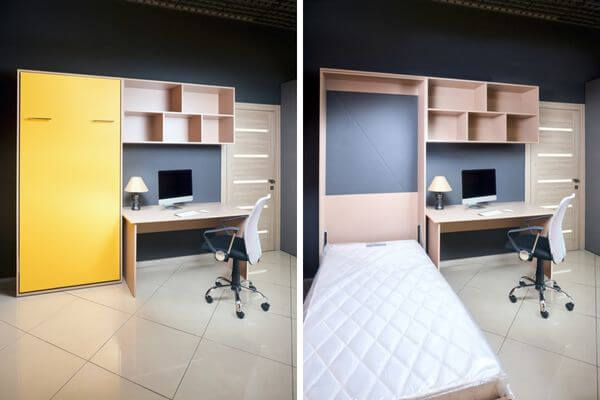 隱藏式床板可以讓空間運用更靈活