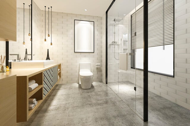 使用磁磚取代大理石的浴室設計