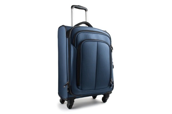 藍色布行李箱