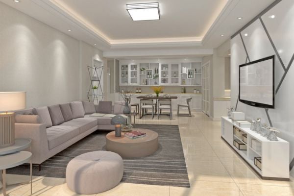 開放式客廳設計，兼顧了空間感、採光與舒適度。