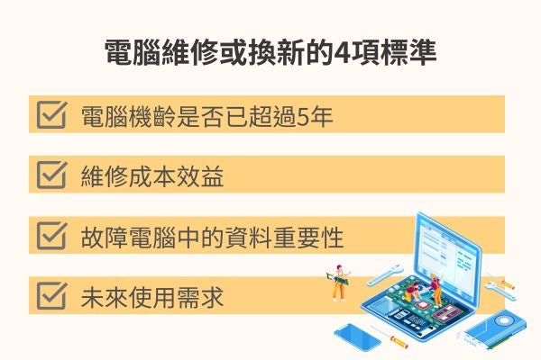 電腦維修或換新的4項標準