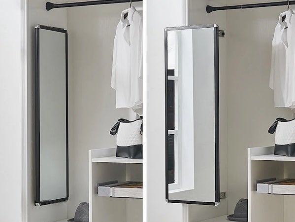 ▲橫拉門型衣櫃可以搭配可轉向式的穿衣鏡