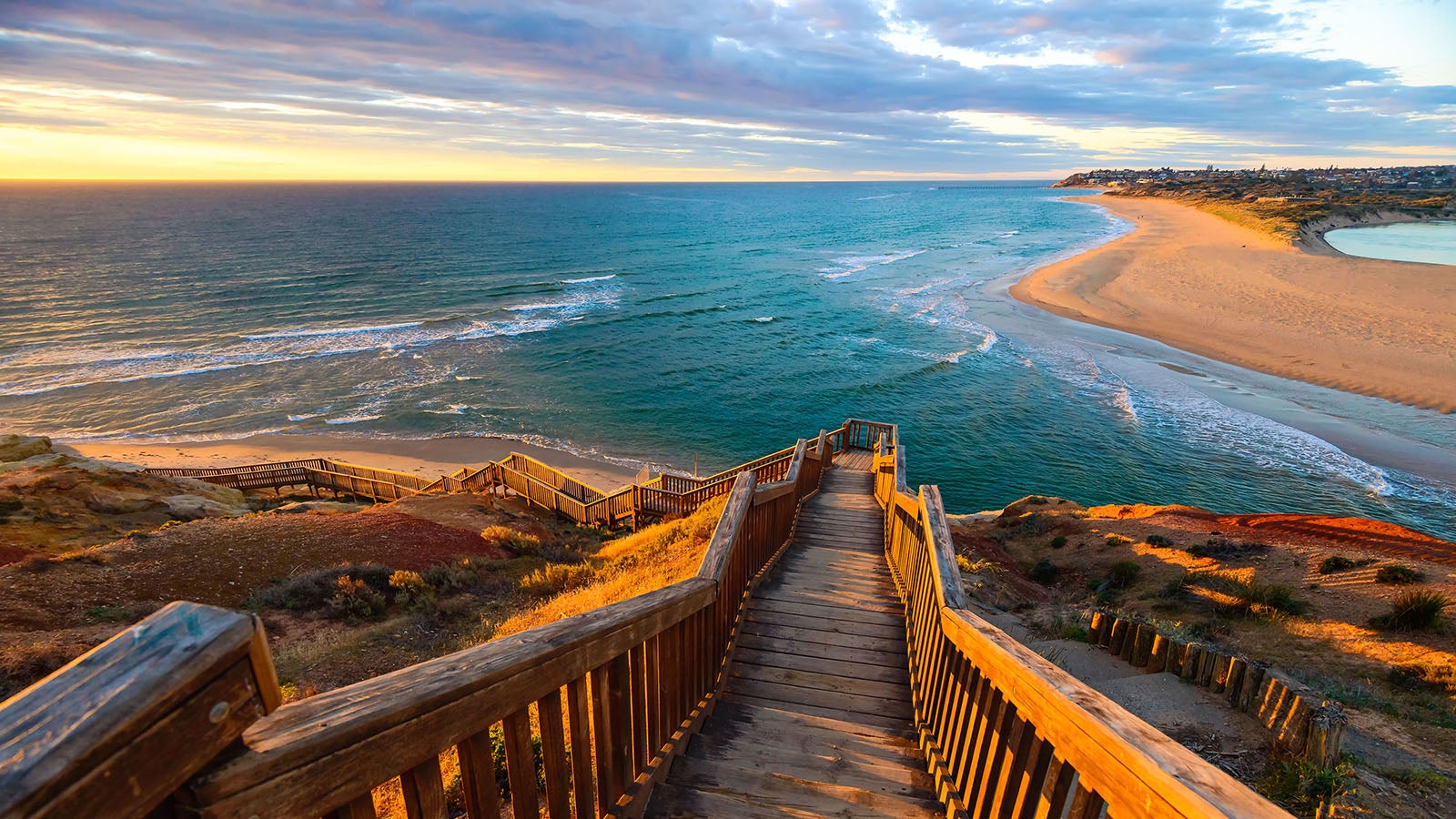 Steps down to an Ocean beach