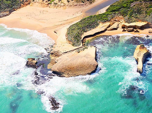 Great Ocean Road view from a helicopter