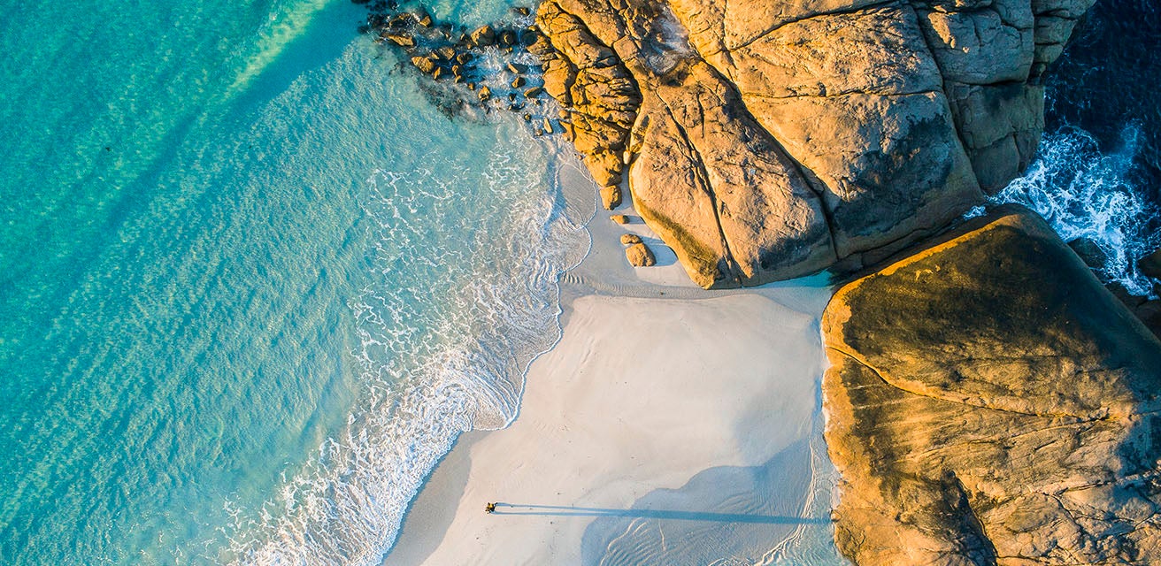 White sandbar in the ocean