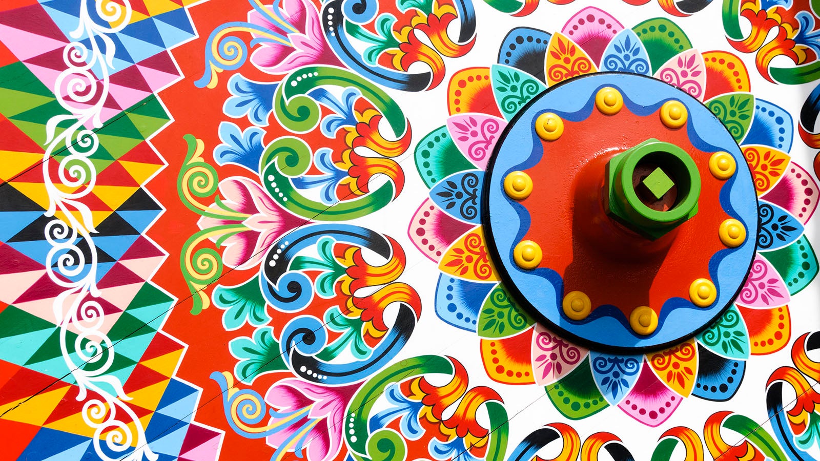 Costa Rican painted ox wheel