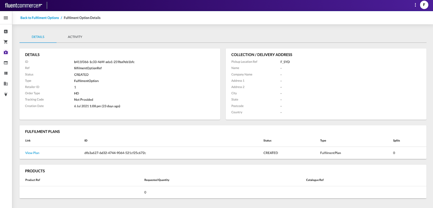 Fulfilment Options Detail Page