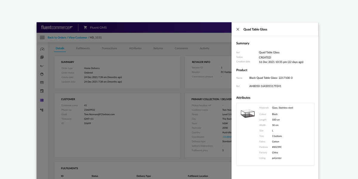 View Order Item Details in a Drawer