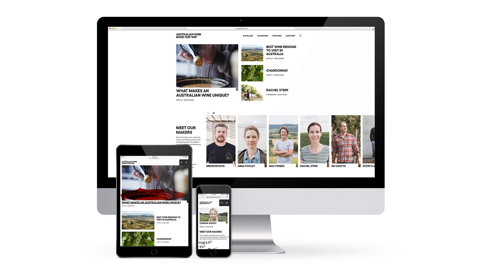 Australian Wine | responsive website design on desktop, tablet and mobile | Devotion