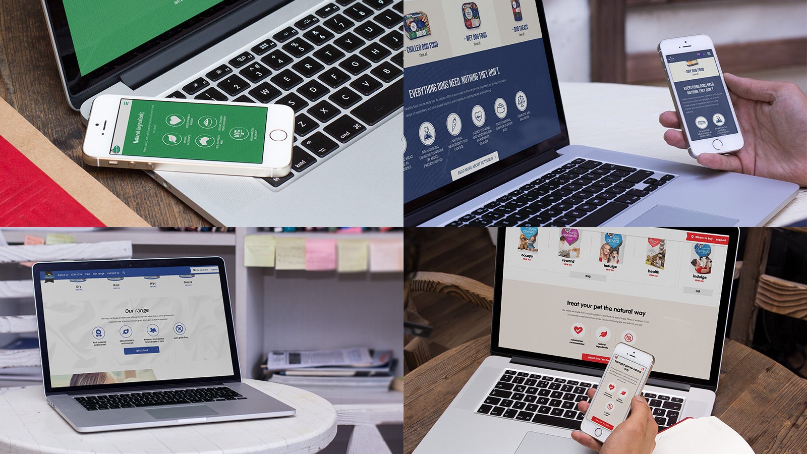 Real Pet Food Company | responsive websites on laptops and mobiles - Nature's Gift, Famers market, Furry Cat, love'em | Devotion