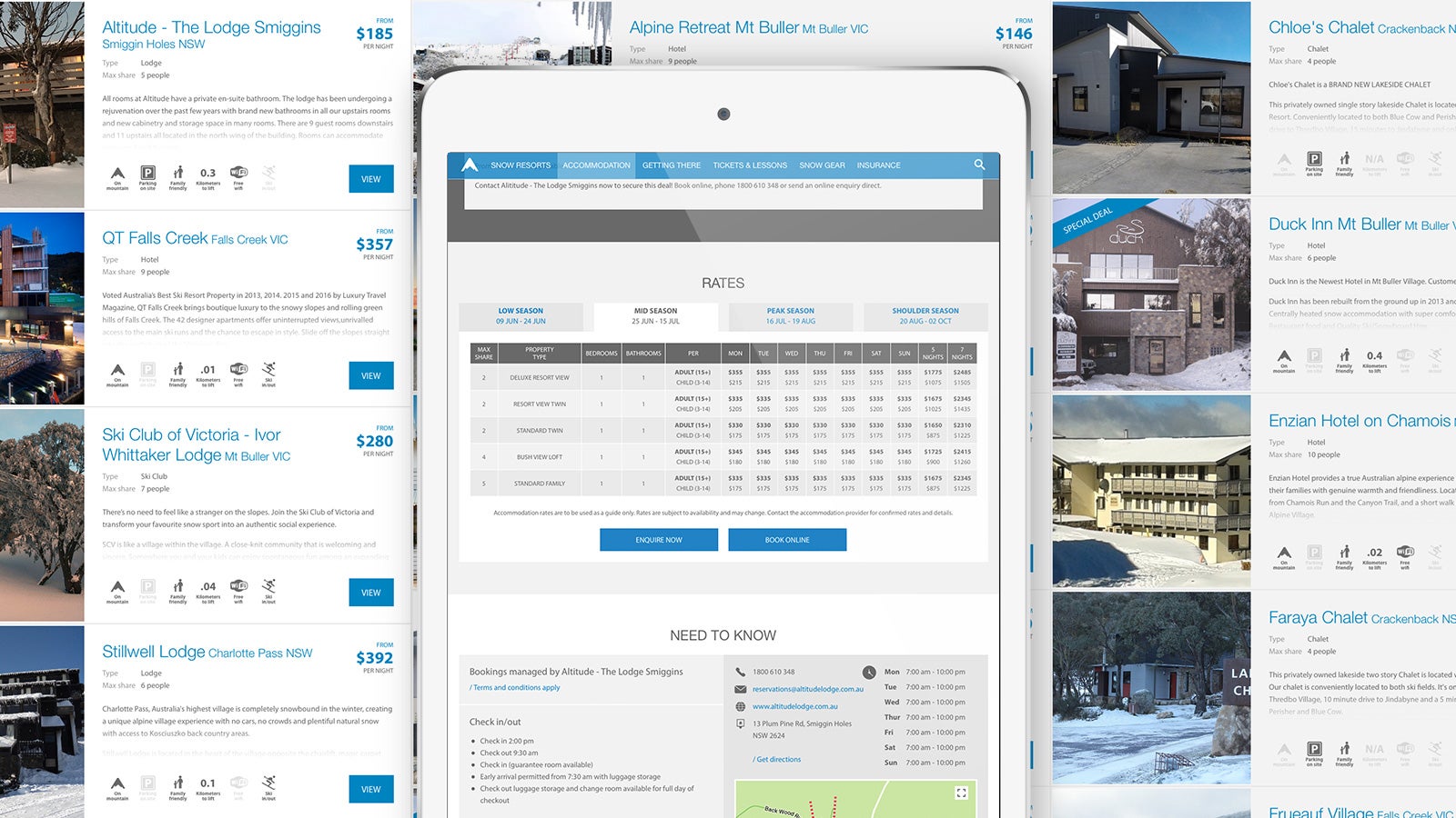 Snowsearch | accomodation rates page | Devotion