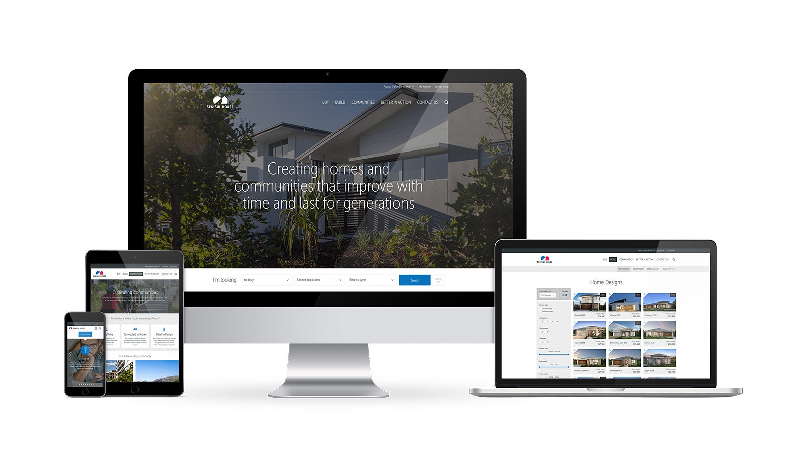 Sekisui House | Responsive website on desktop, laptop, tablet and mobile | Devotion