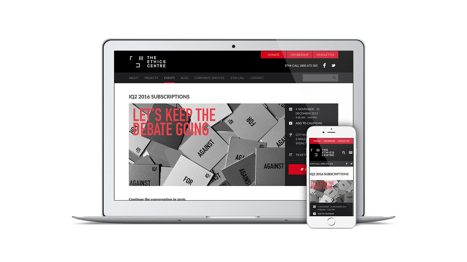 The Ethics Centre | responsive website design showed on laptop and mobile | Devotion