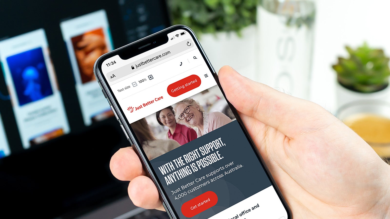 Just Better Care | website home page displayed on smartphone | Devotion