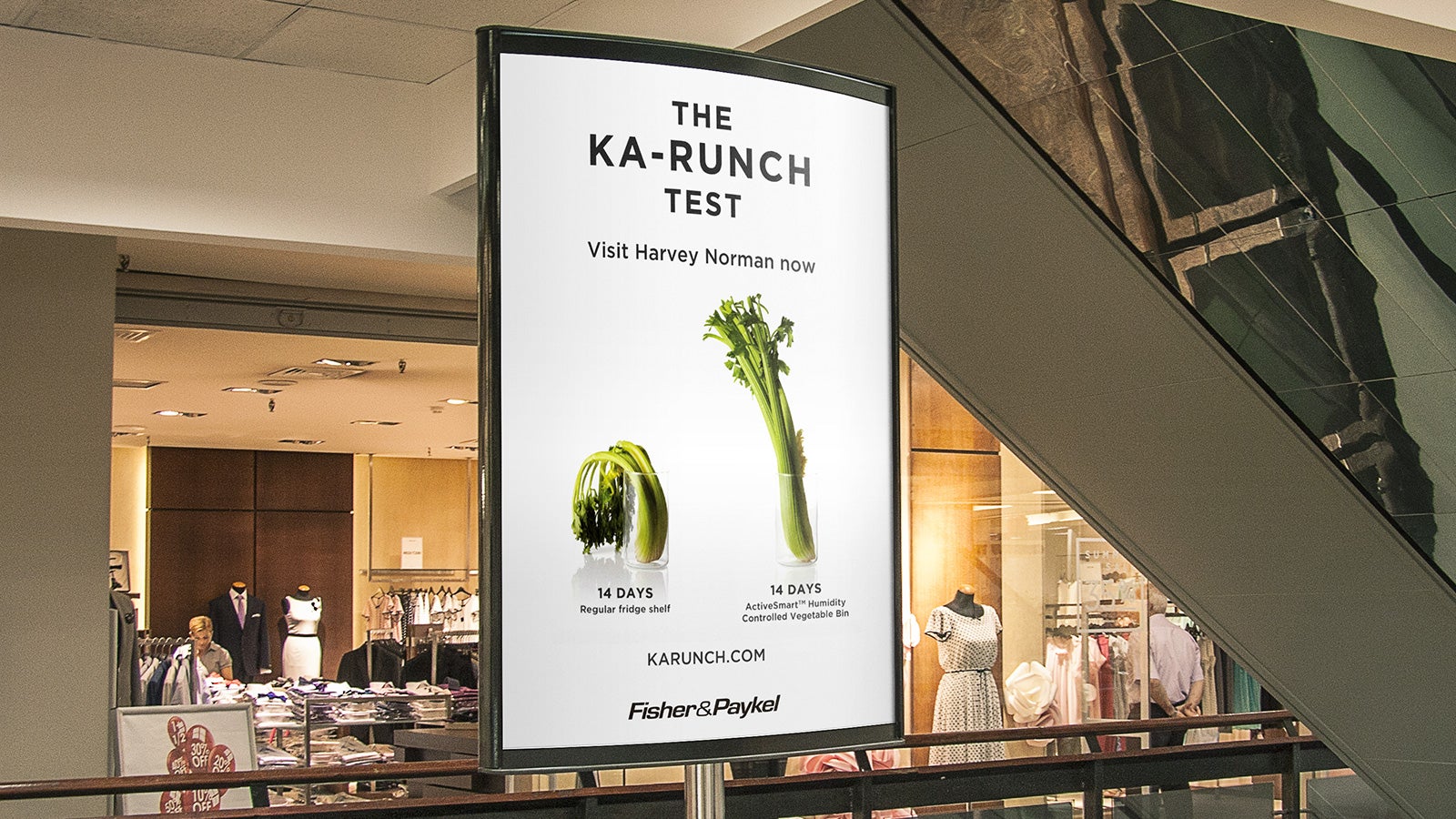 Fisher & Paykel | Ka-Runch Test marketing poster in shopping centre | Devotion