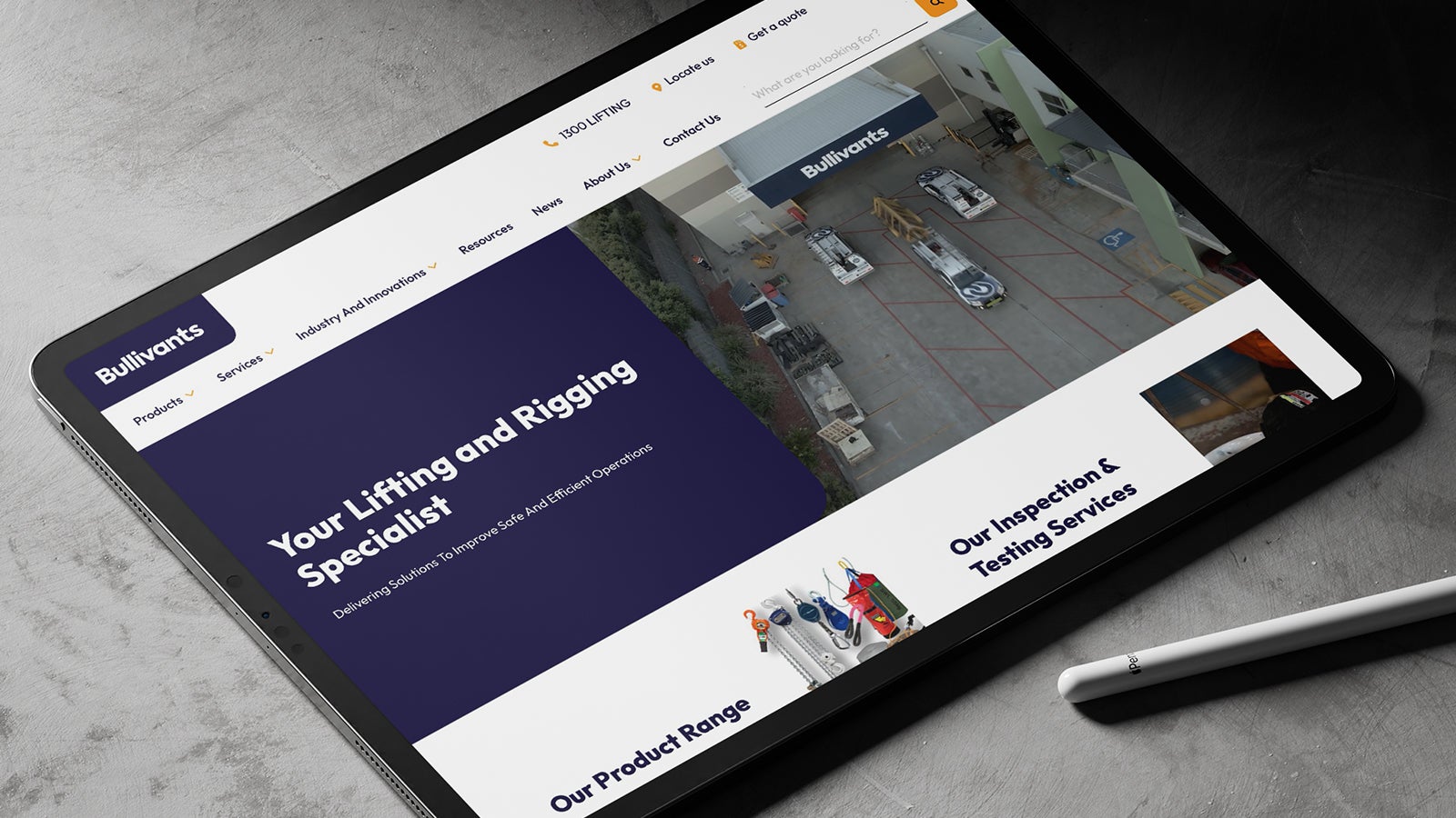 Bullivants | An iPad sitting on a desk showing the website homepage | Devotion