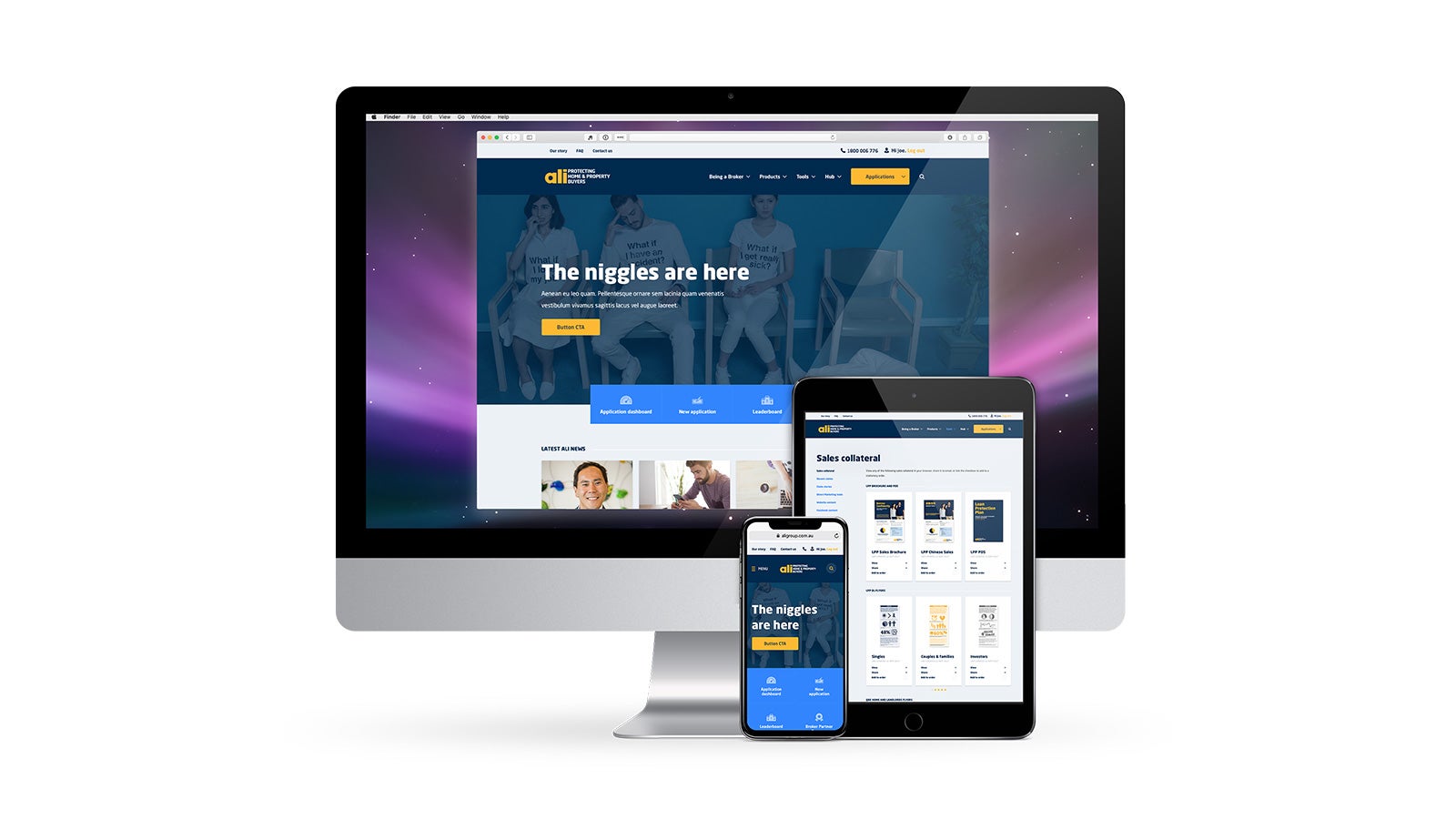 ALI Group | responsive web design on desktop, tablet and mobile | Devotion