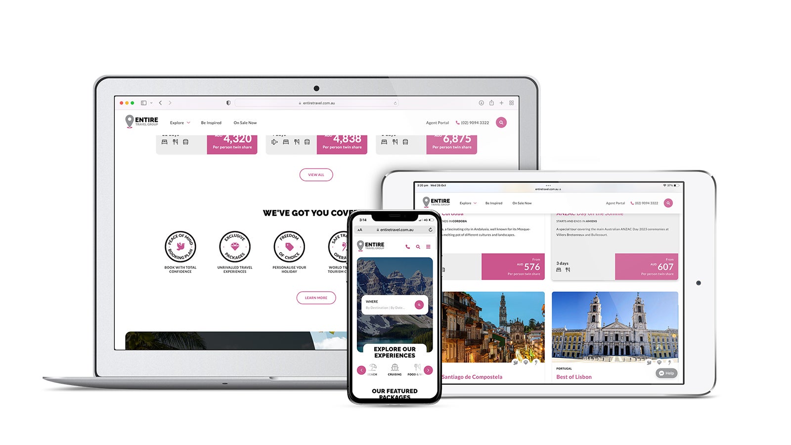 Entire Travel Group gallery image showing the Maldives on both an iPad and mobile phone