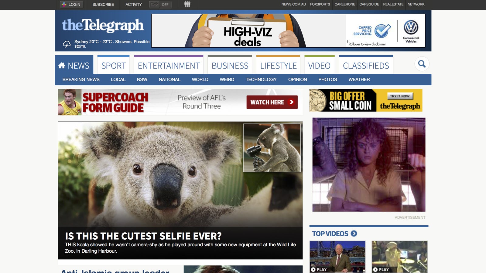 Sony | The Telegraph with the lead story about Koala selfies | Devotion