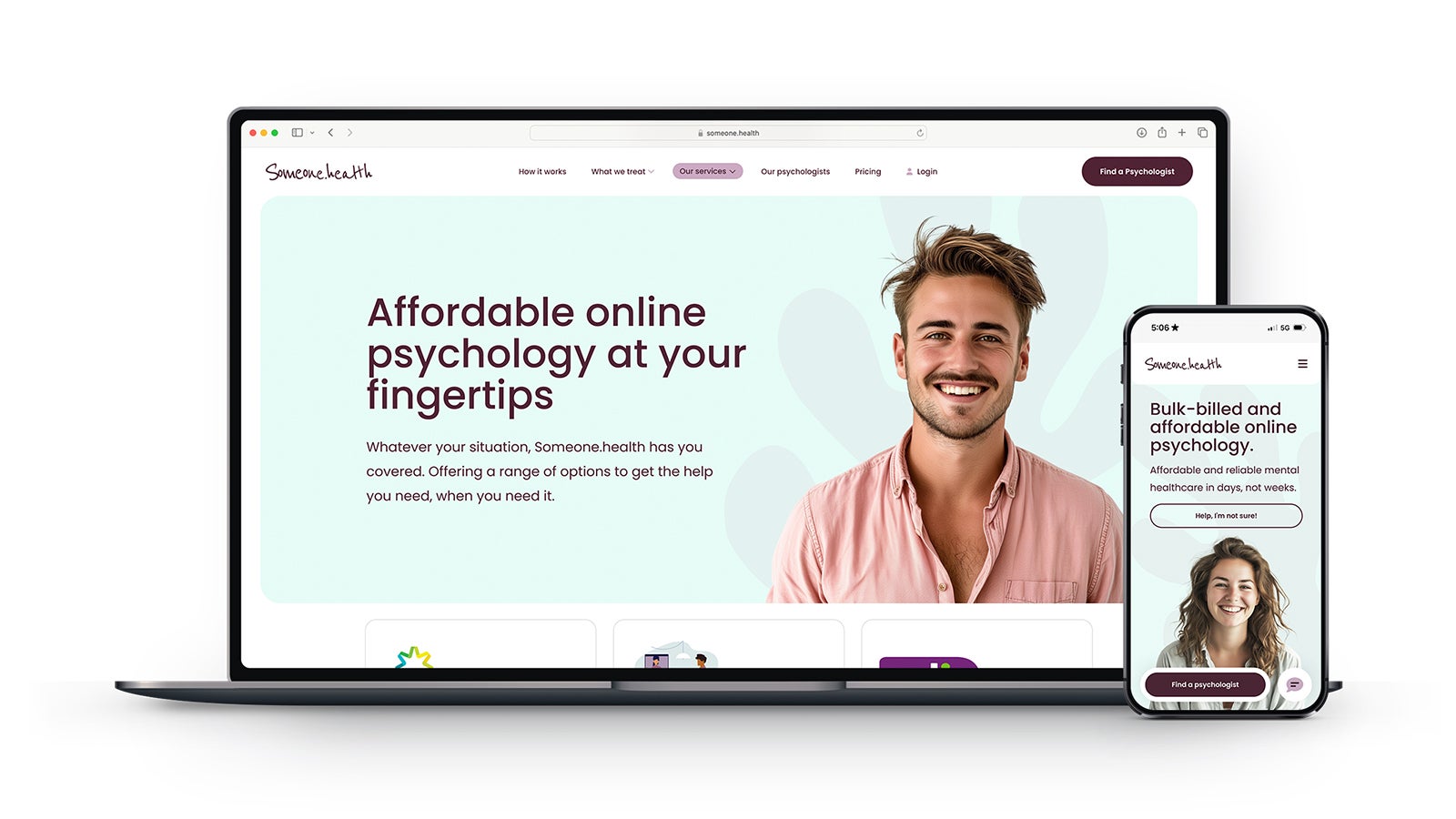 Someone.health | Responsive Someone.health website shown on a laptop and smartphone | Devotion
